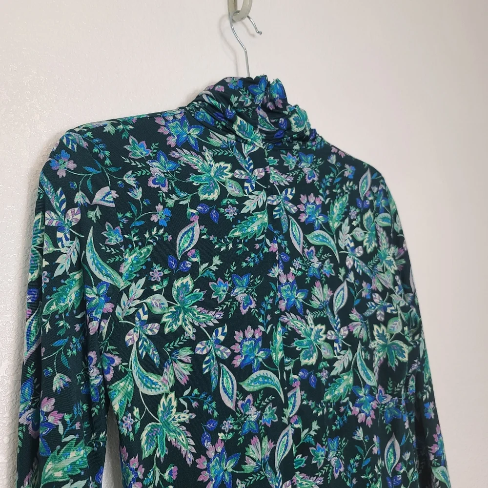 Isabel Marant Étoile Jewel Green Floral Turtleneck Blouse | Women’s Size 4 Light - Picture 11 of 11